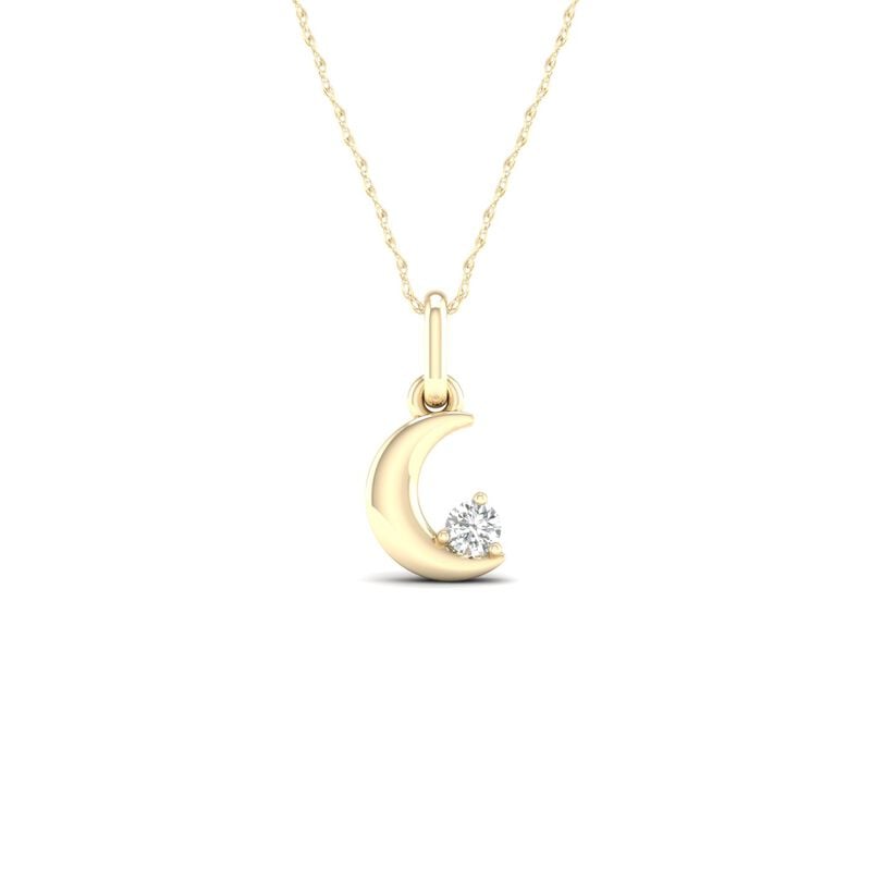 Lab Grown Diamond 1/12ctw. Mini Moon Pendant in 10k Yellow Gold image number null